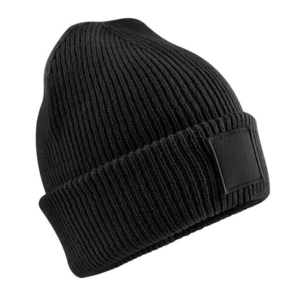 Black - Back - Beechfield Childrens-Kids Tonal Patch Beanie
