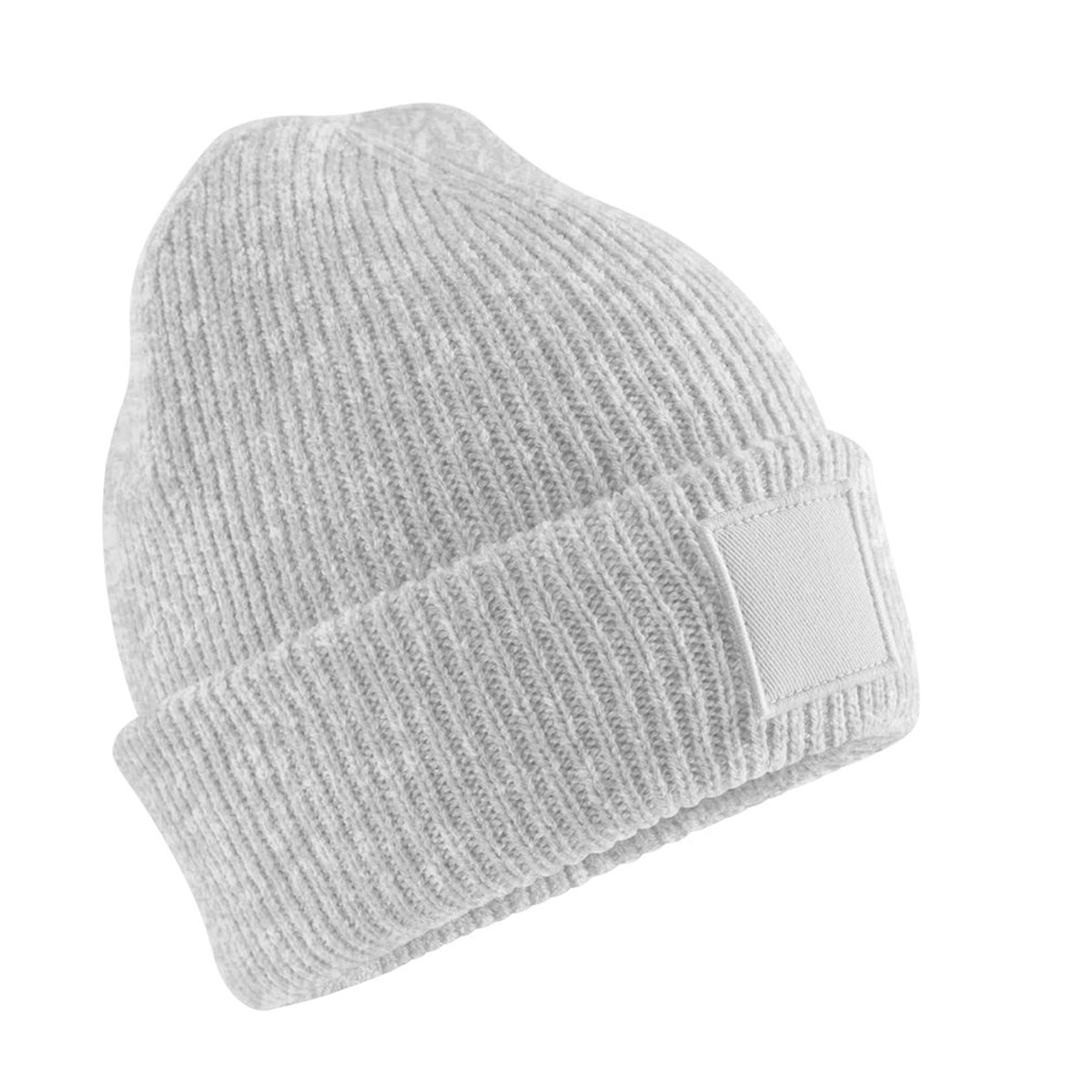 Cloud Grey - Back - Beechfield Childrens-Kids Tonal Patch Beanie