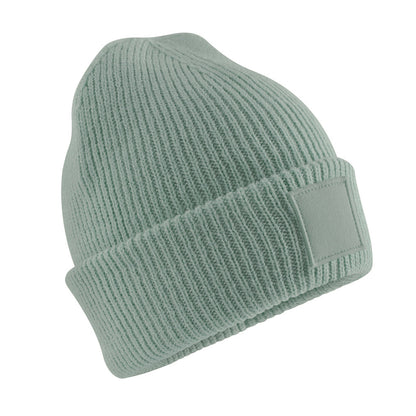 Dusty Green - Back - Beechfield Childrens-Kids Tonal Patch Beanie
