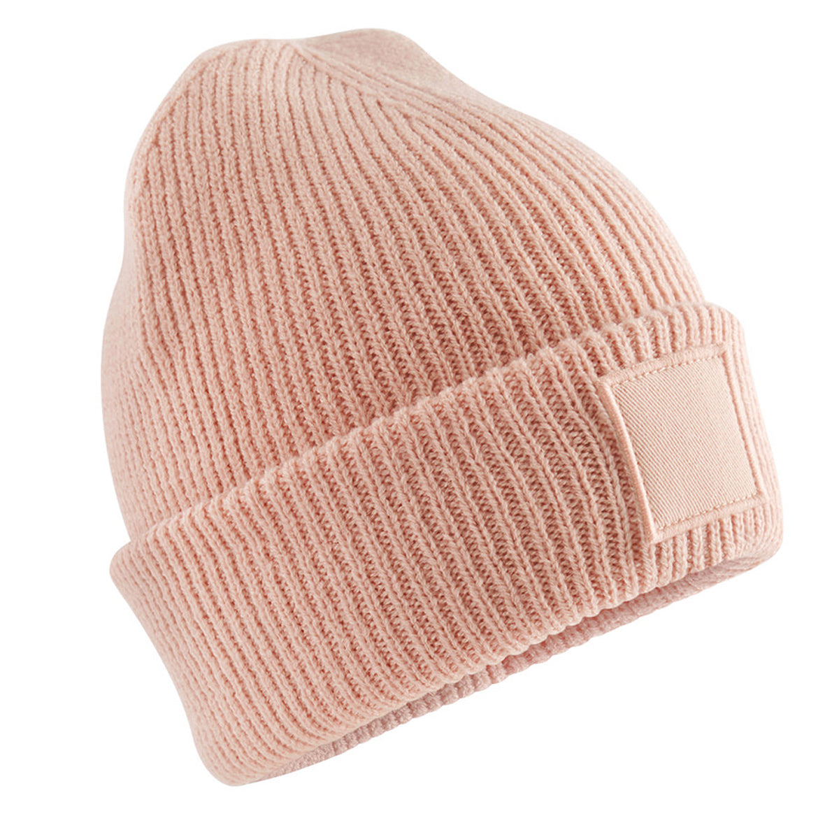 Peach - Back - Beechfield Childrens-Kids Tonal Patch Beanie