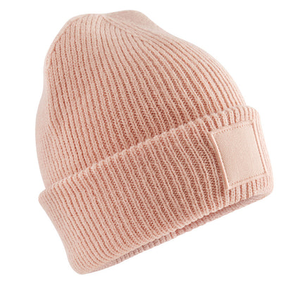 Peach - Back - Beechfield Childrens-Kids Tonal Patch Beanie