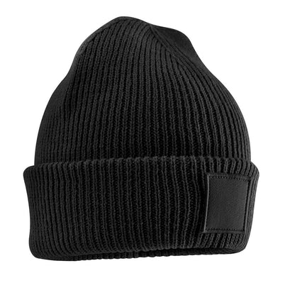 Black - Front - Beechfield Childrens-Kids Tonal Patch Beanie