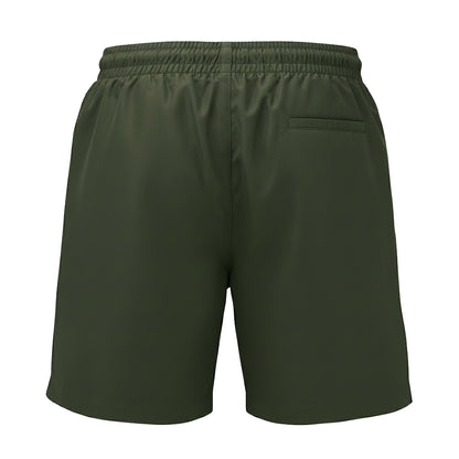 Olive Solid - Back - Wombat Mens Solid Swim Shorts