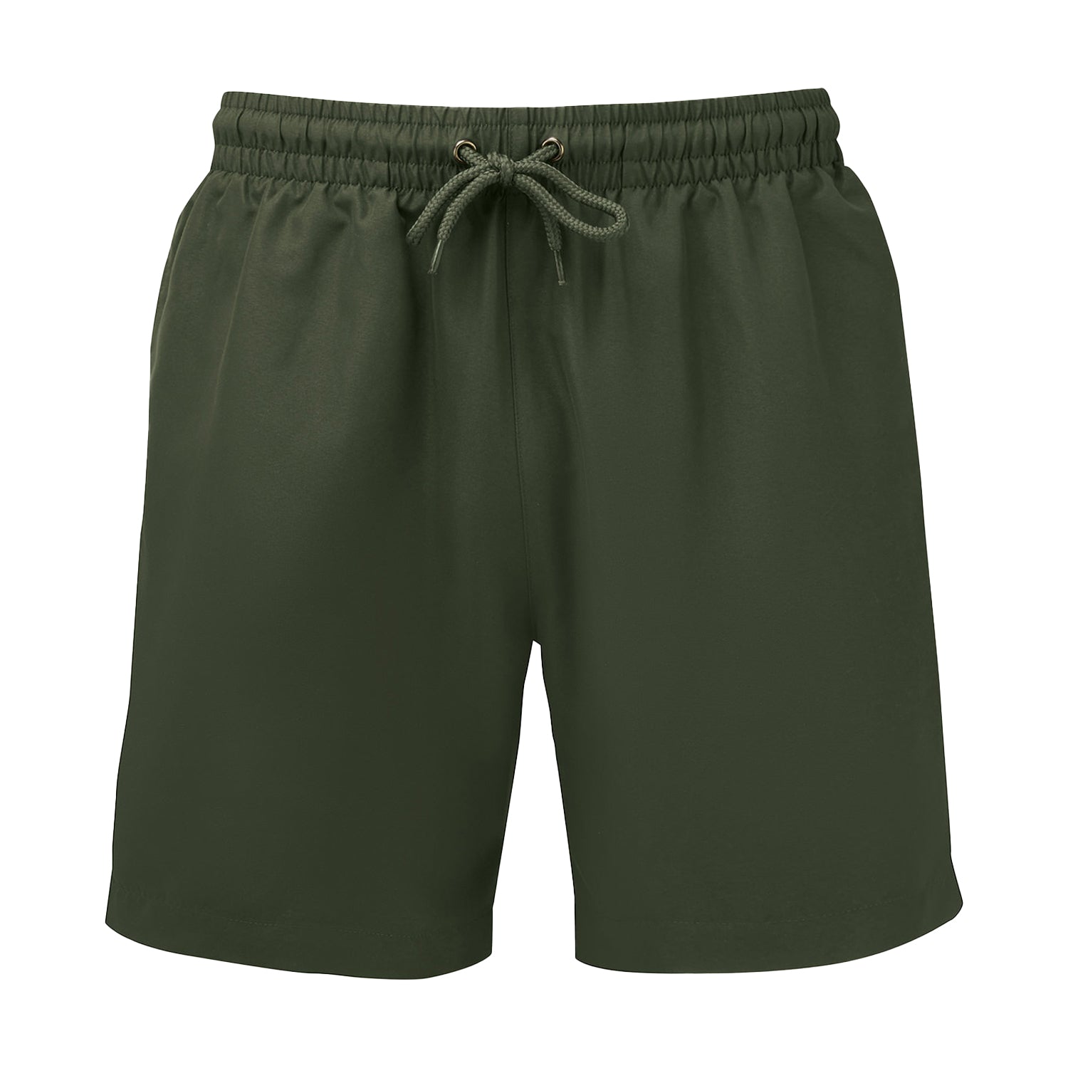 Olive Solid - Front - Wombat Mens Solid Swim Shorts