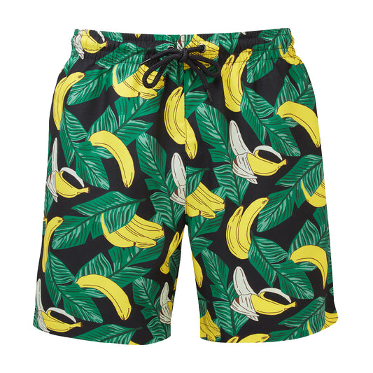 Black-Yellow - Front - Wombat Mens Banana All-Over Print Swim Shorts