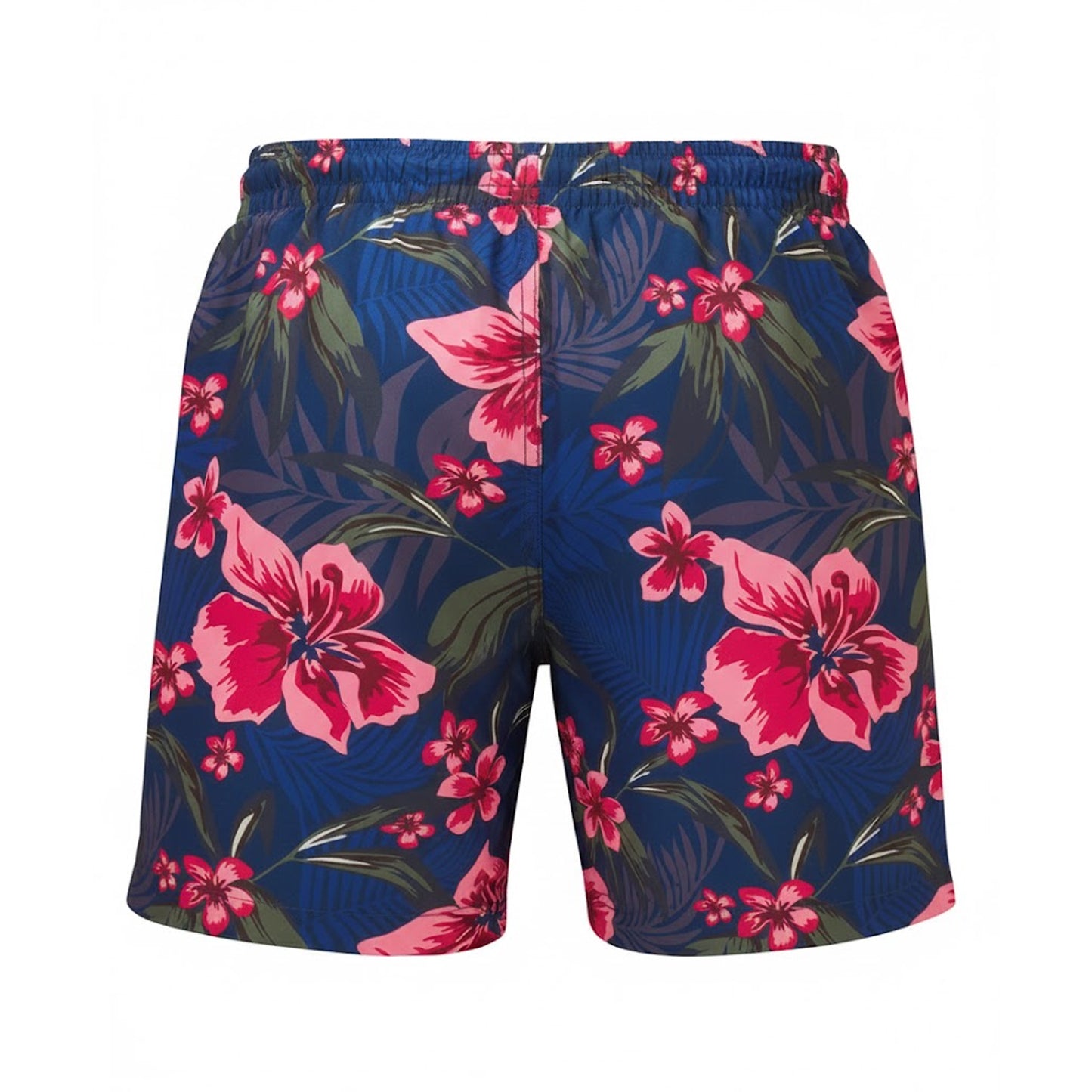 Navy-Pink - Back - Wombat Mens Floral Swim Shorts