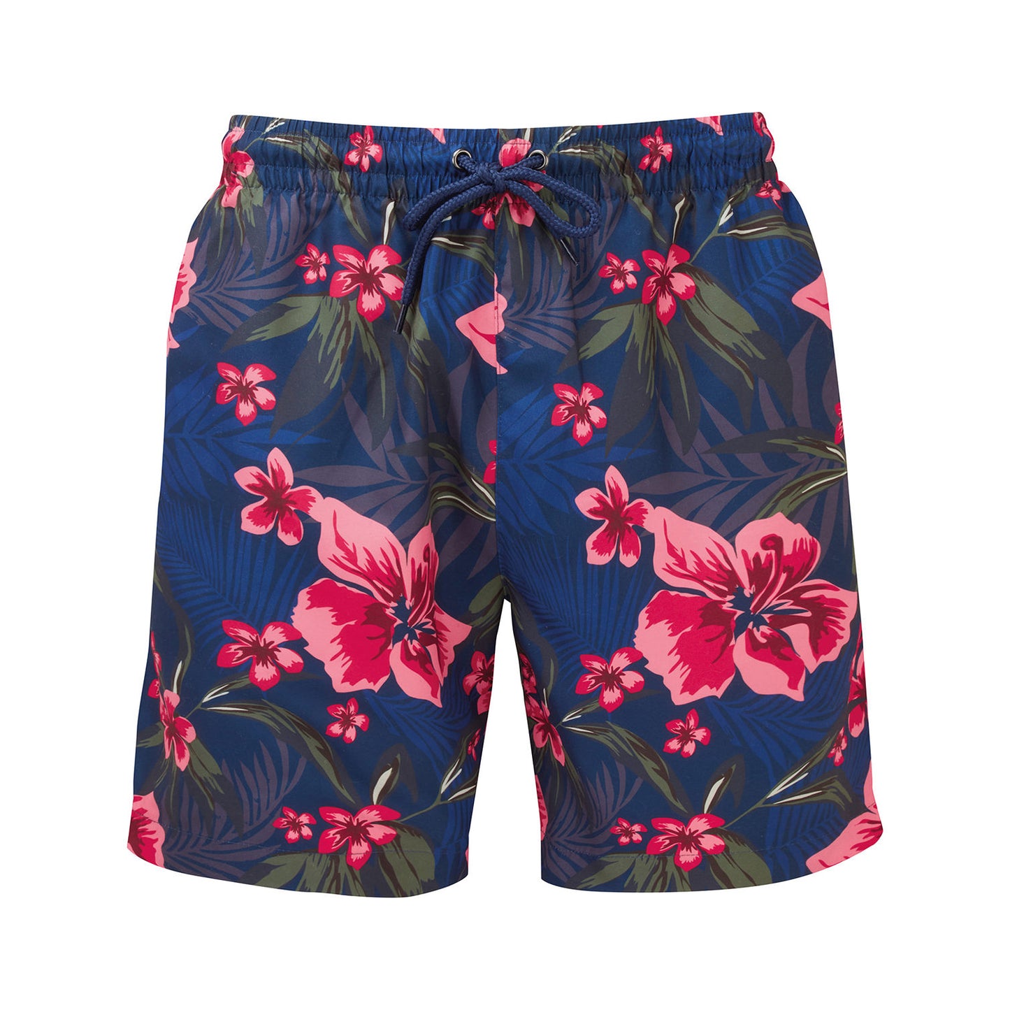Navy-Pink - Front - Wombat Mens Floral Swim Shorts
