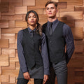 Black - Side - Premier Womens-Ladies Hospitality Waistcoat - Catering - Barwear