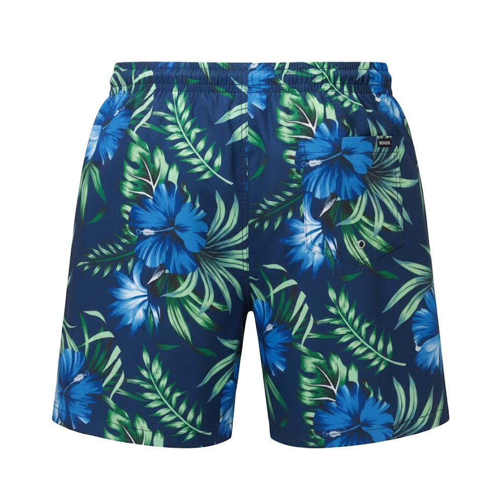 Navy-Blue - Back - Wombat Mens Floral Swim Shorts