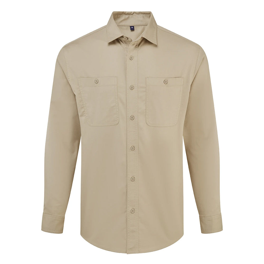 Khaki Brown - Front - Premier Unisex Adult Utility 2.0 Shirt