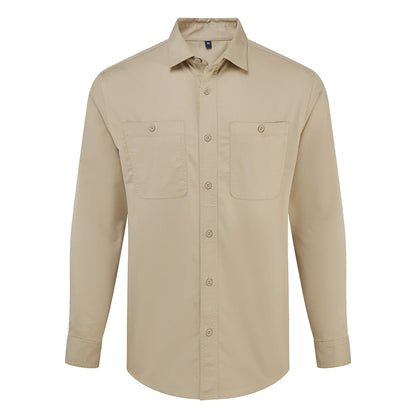 Khaki Brown - Front - Premier Unisex Adult Utility 2.0 Shirt