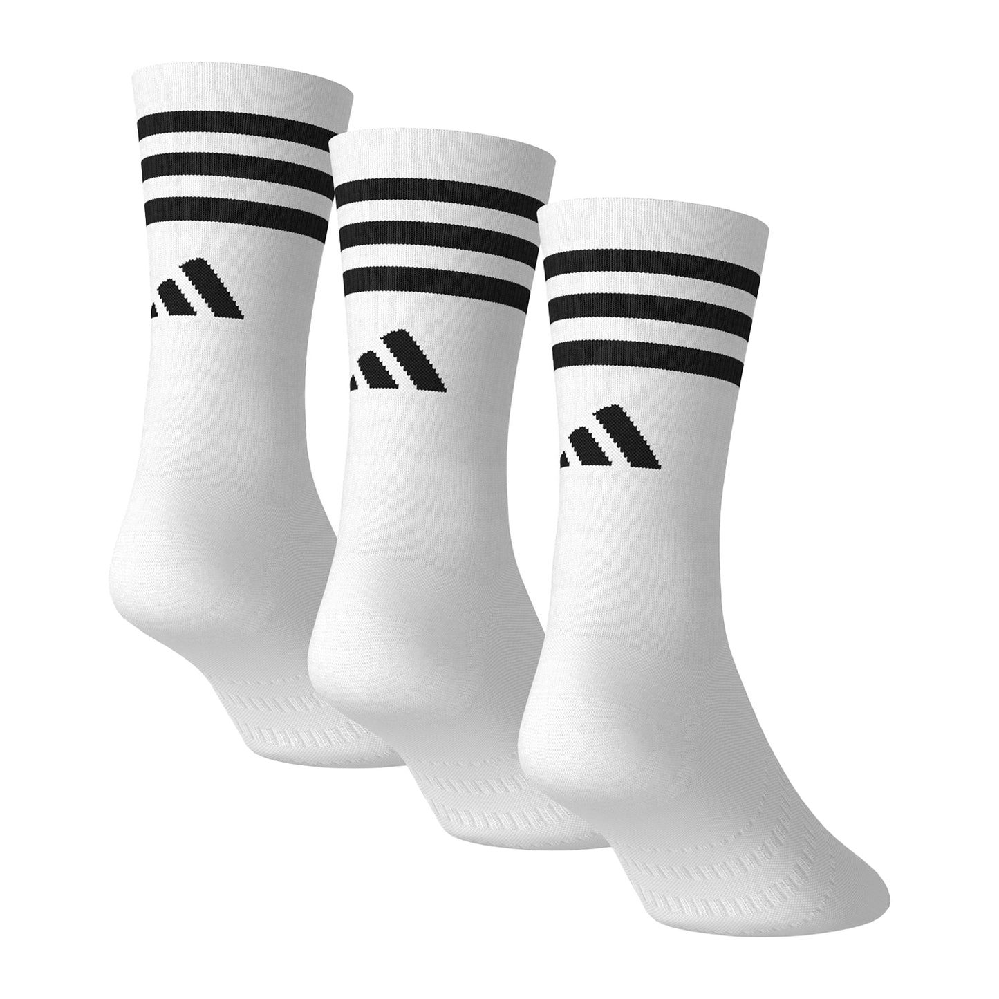White-Black - Back - Adidas Unisex Adult Crew Socks (Pack of 3)