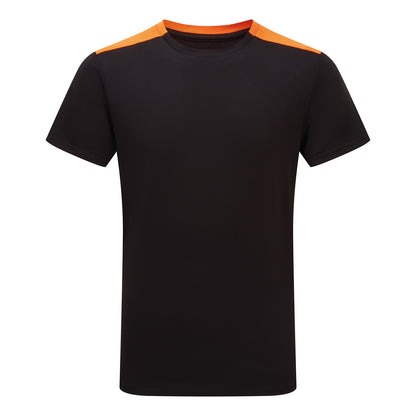 Black-Orange - Front - TriDri Unisex Adult Performance Contrast T-Shirt