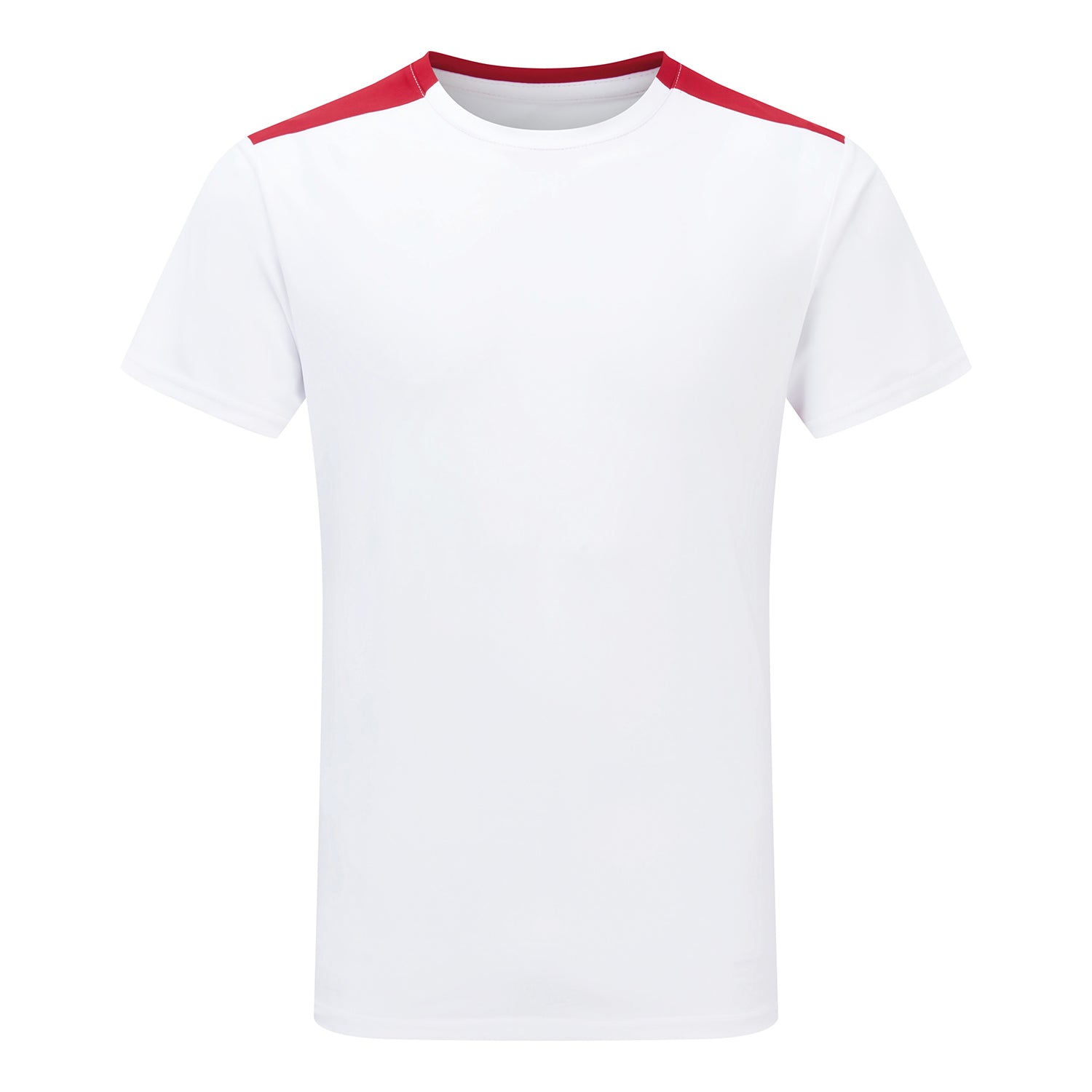 White-Fire Red - Front - TriDri Unisex Adult Performance Contrast T-Shirt