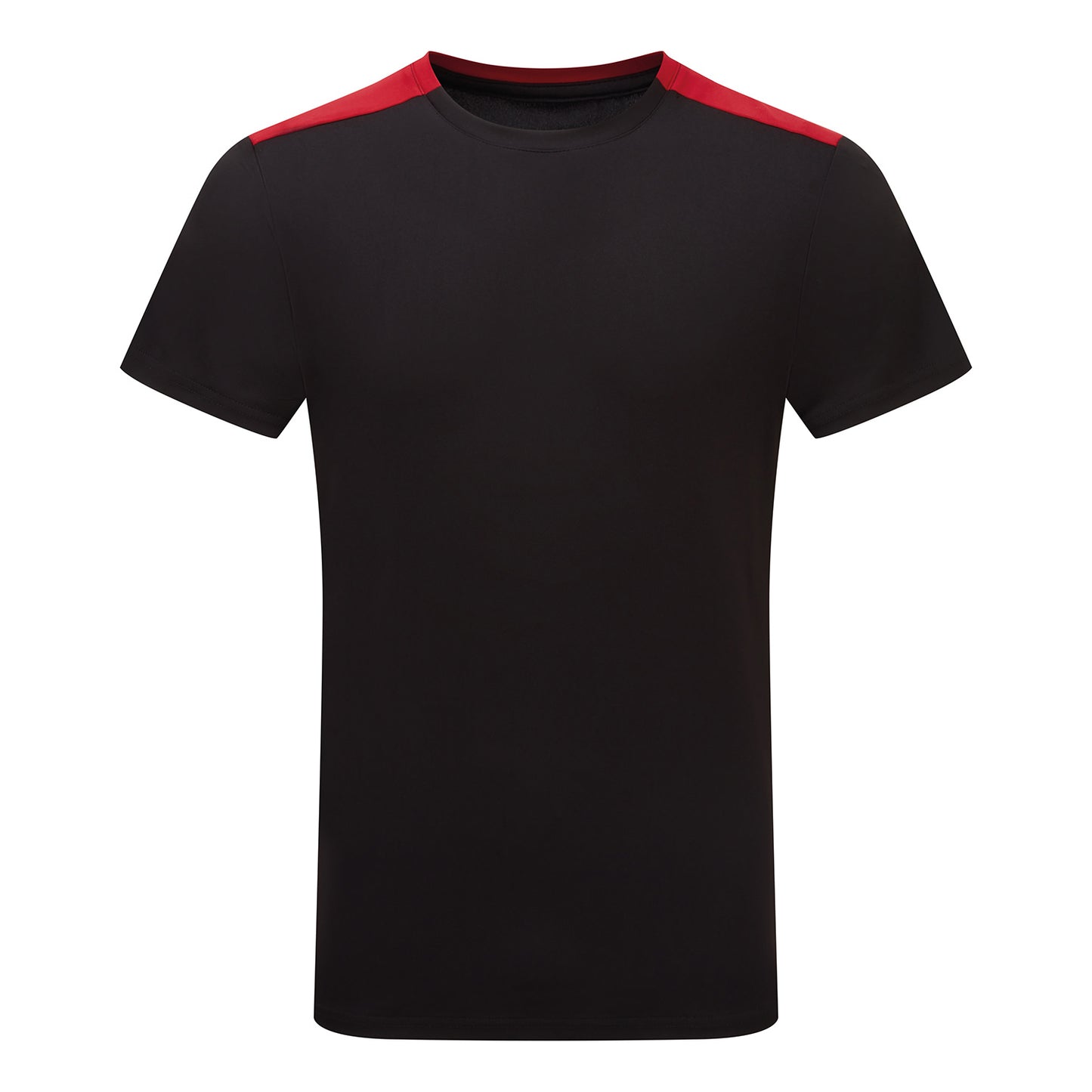Black-Fire Red - Front - TriDri Unisex Adult Performance Contrast T-Shirt
