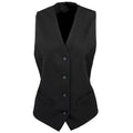 Black - Front - Premier Womens-Ladies Lined Polyester Waistcoat - Bar Wear - Catering