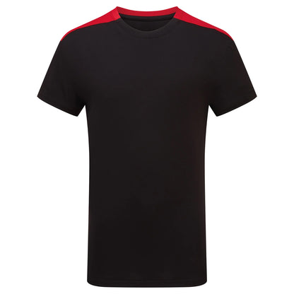 Black-Fire Red - Front - TriDri Childrens-Kids Performance Contrast T-Shirt