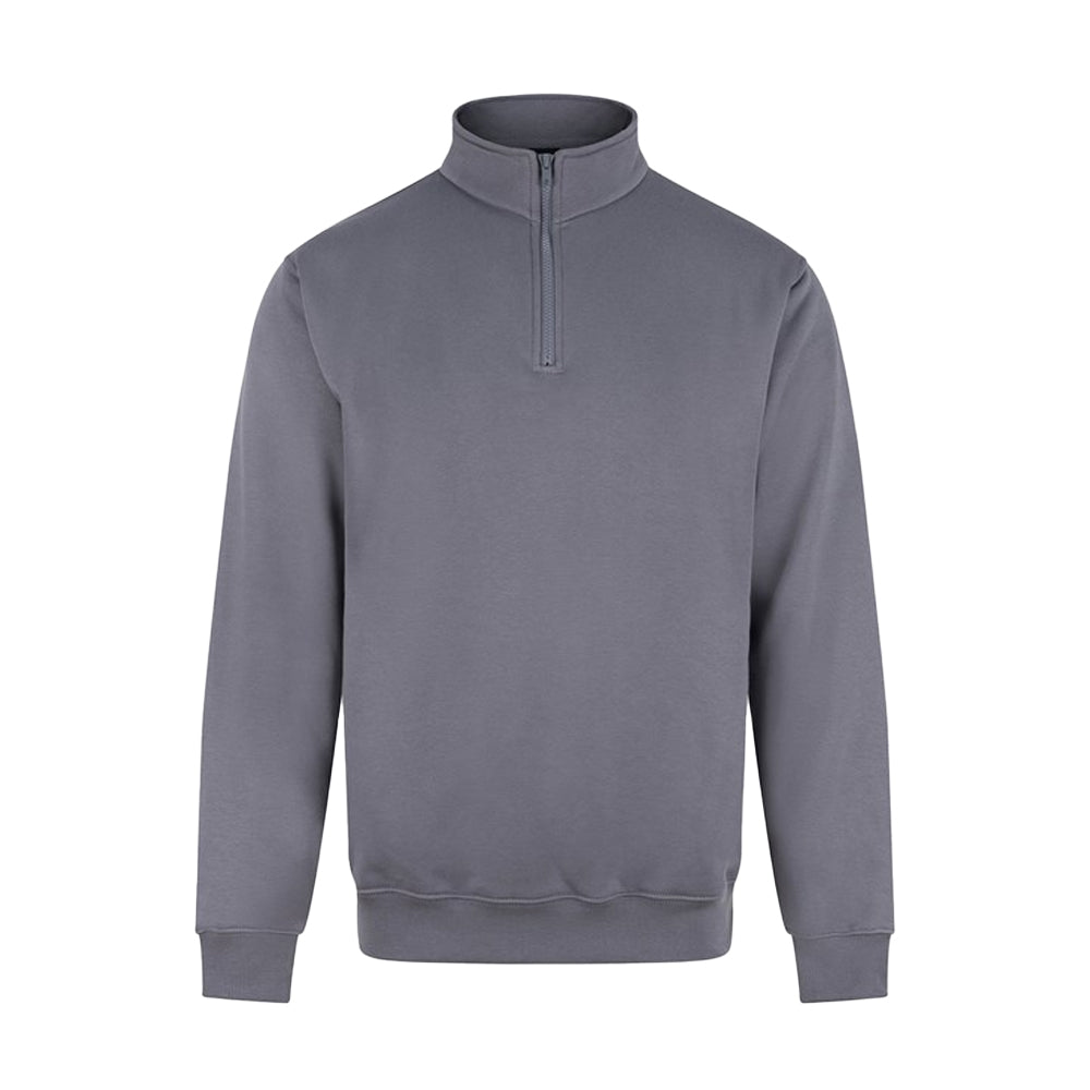 Solid Grey - Front - PRO RTX Mens Quarter Zip Sweatshirt