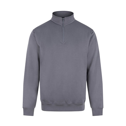 Solid Grey - Front - PRO RTX Mens Quarter Zip Sweatshirt