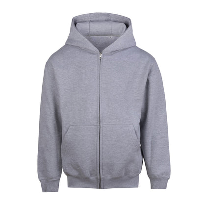 Heather Grey - Front - Awdis Mens Vision Heavyweight Full Zip Hoodie
