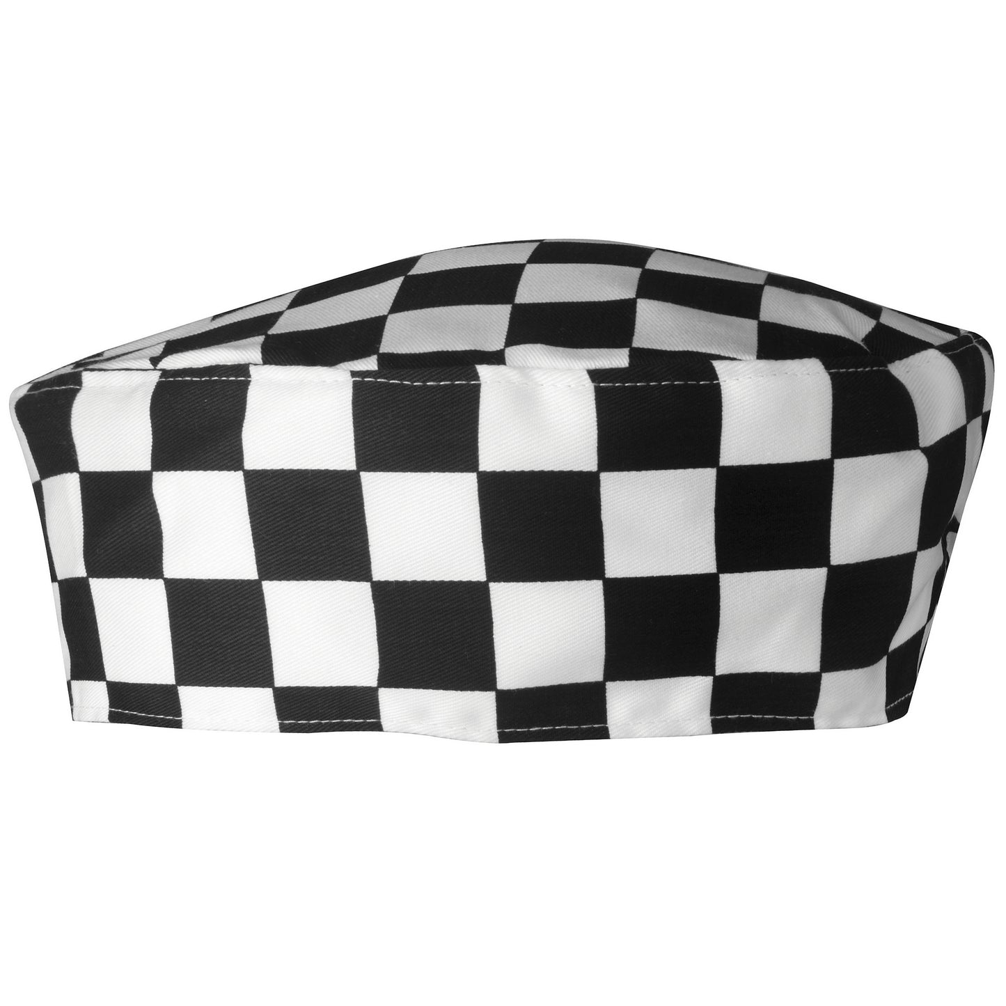 Black-White Check - Front - Premier Unisex Chefs Skull Cap