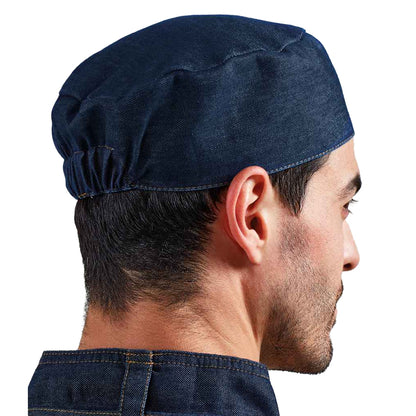 Indigo Denim - Back - Premier Unisex Chefs Skull Cap