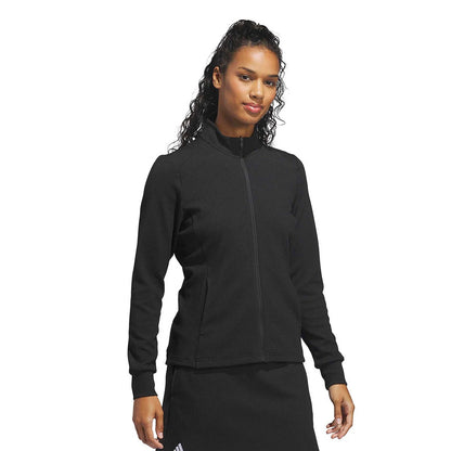 Black - Side - Adidas Womens-Ladies Performance Textured Full Zip Jacket