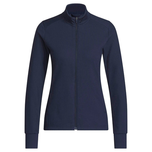 Collegiate Navy - Front - Adidas Womens-Ladies Performance Textured Full Zip Jacket