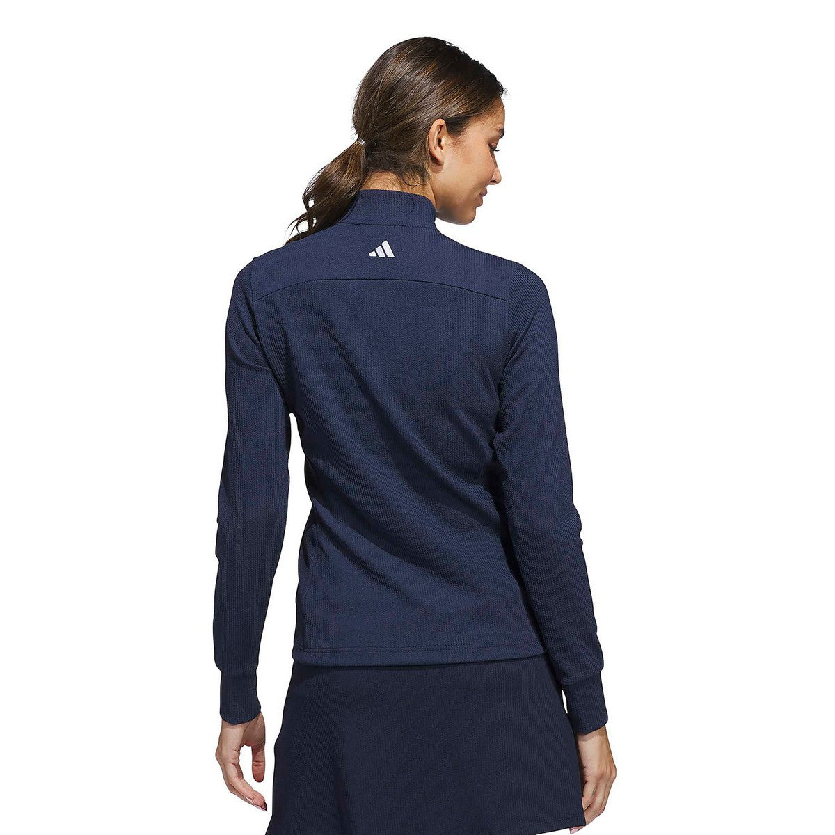 Collegiate Navy - Back - Adidas Womens-Ladies Performance Textured Full Zip Jacket