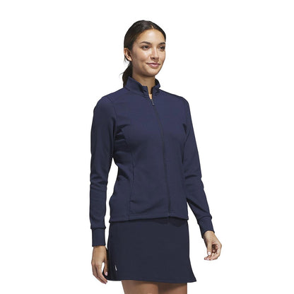 Collegiate Navy - Side - Adidas Womens-Ladies Performance Textured Full Zip Jacket