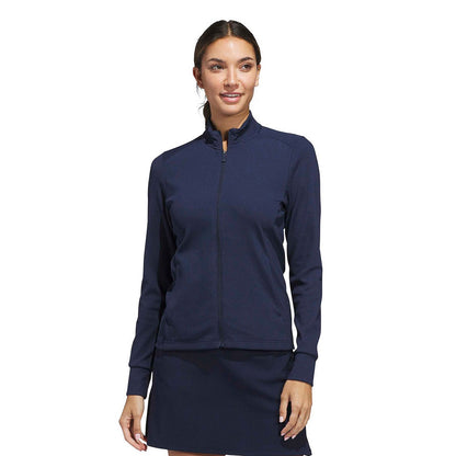 Collegiate Navy - Lifestyle - Adidas Womens-Ladies Performance Textured Full Zip Jacket