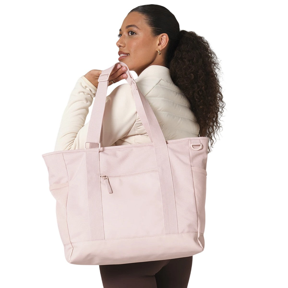 Fresh Pink - Side - Bagbase Recycled Polyester Tote Bag