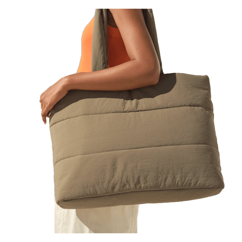Earthy Green - Back - Bagbase Quilted Tote Bag