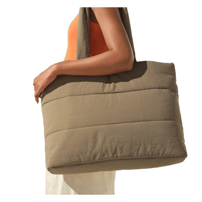 Earthy Green - Back - Bagbase Quilted Tote Bag