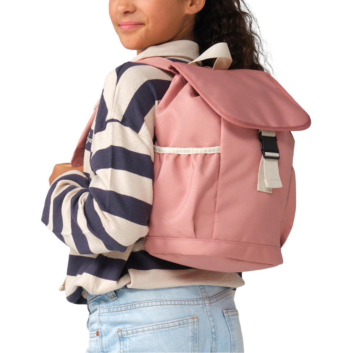 Rose Pink - Side - Bagbase Childrens-Kids Adventure Backpack