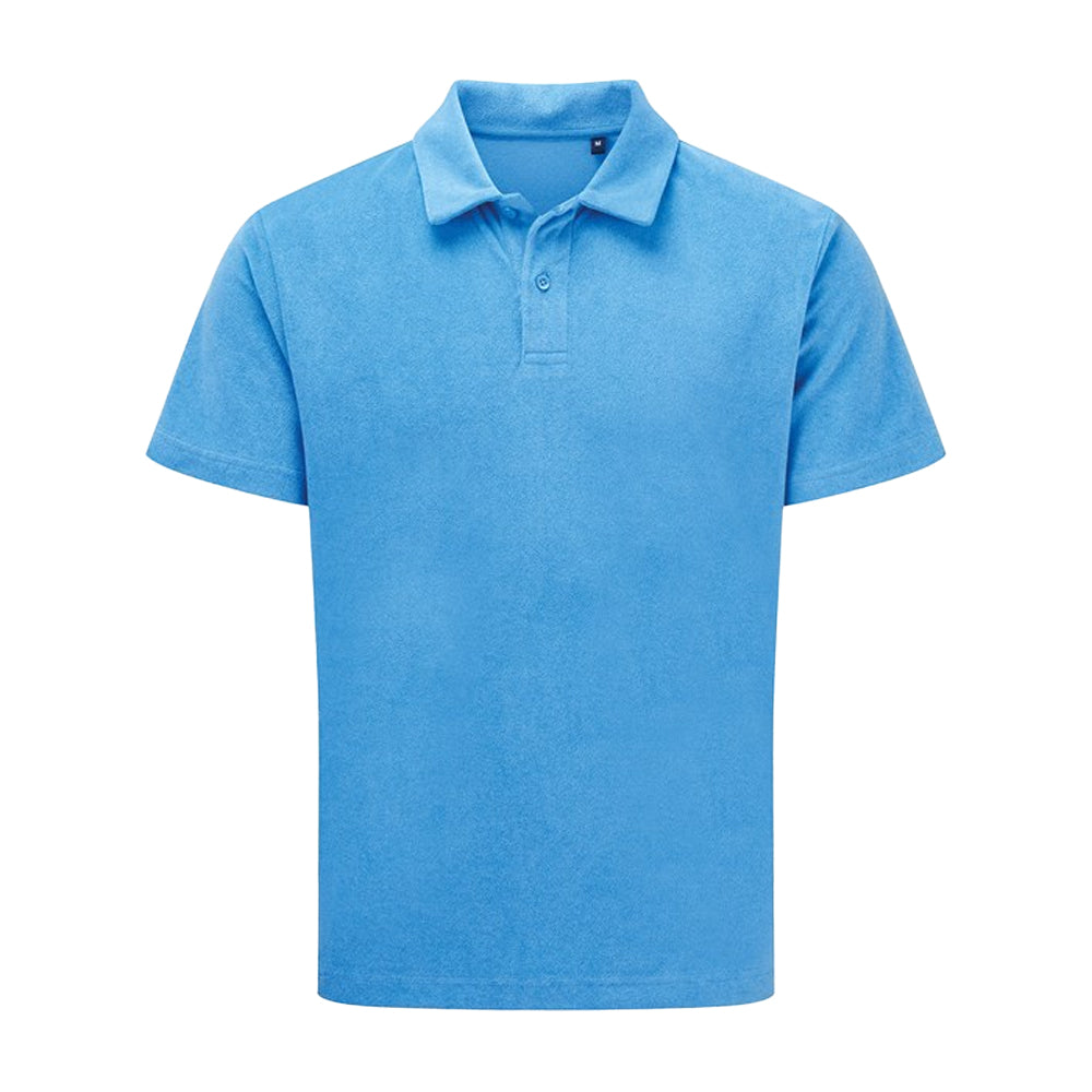 Sea Blue - Front - Wombat Mens Terrycloth Polo Shirt