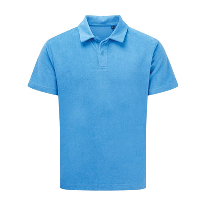 Sea Blue - Front - Wombat Mens Terrycloth Polo Shirt