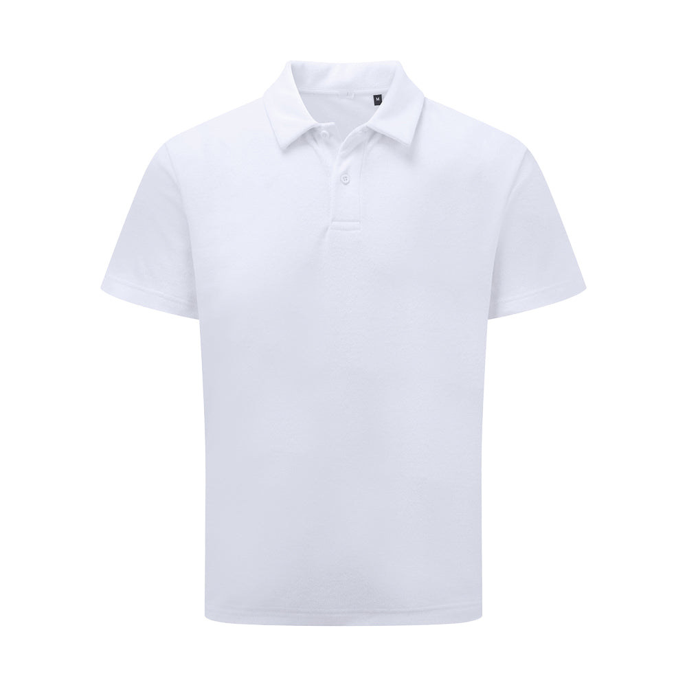 White - Front - Wombat Mens Terrycloth Polo Shirt
