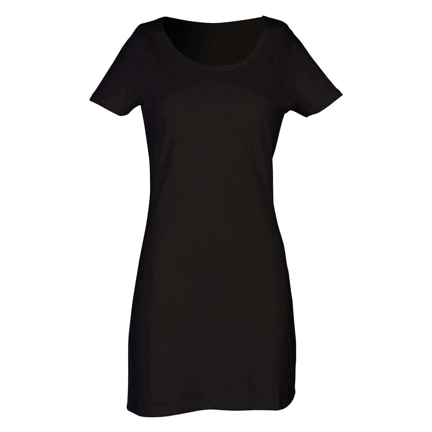 Black - Front - SF Womens-Ladies Plain Cotton T-Shirt Dress