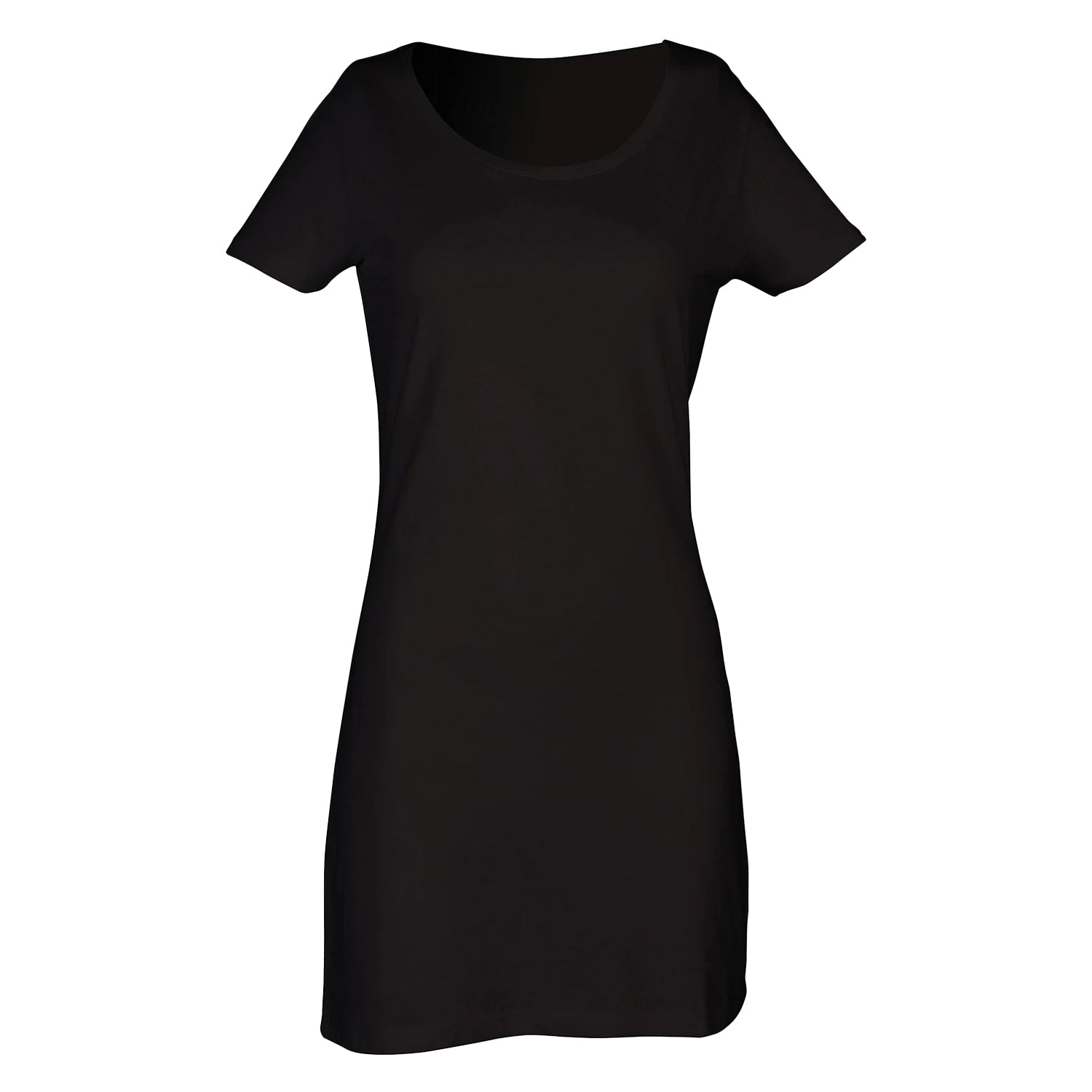 Black - Front - SF Womens-Ladies Plain Cotton T-Shirt Dress