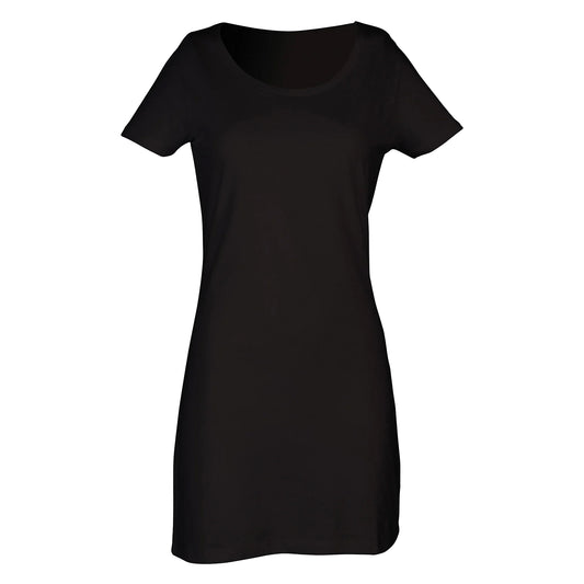 Black - Front - SF Womens-Ladies Plain Cotton T-Shirt Dress