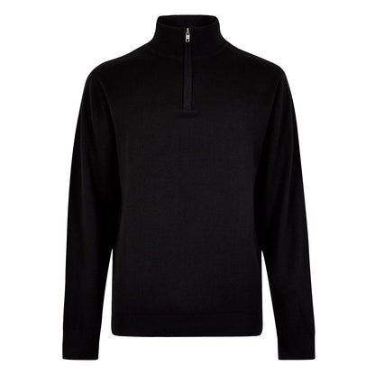 Black - Front - Kustom Kit Mens Arundel Quarter Zip Regular Sweatshirt