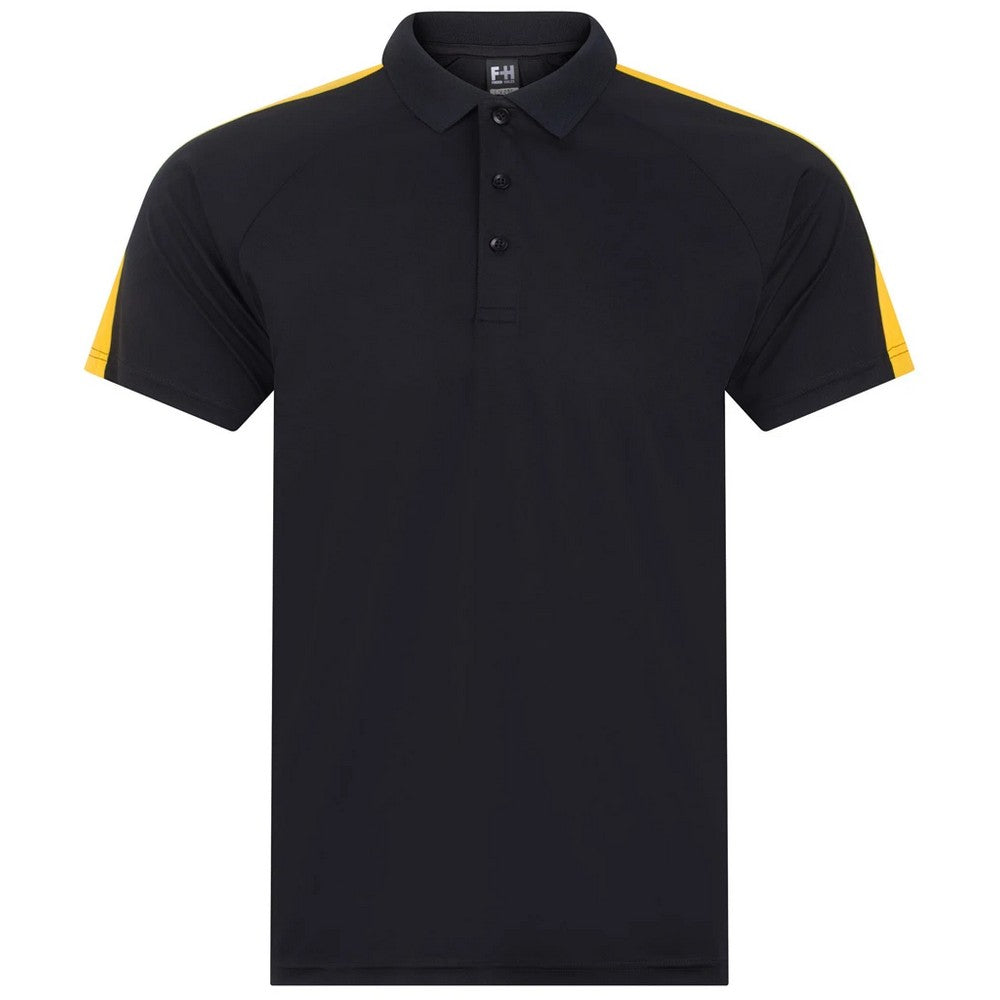 Black-Gold - Front - Finden & Hales Unisex Adult Team Polo Shirt