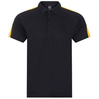 Black-Gold - Front - Finden & Hales Unisex Adult Team Polo Shirt