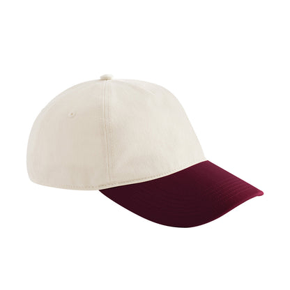 Natural-Burgundy - Front - Beechfield Leisure Contrast Peak Cap