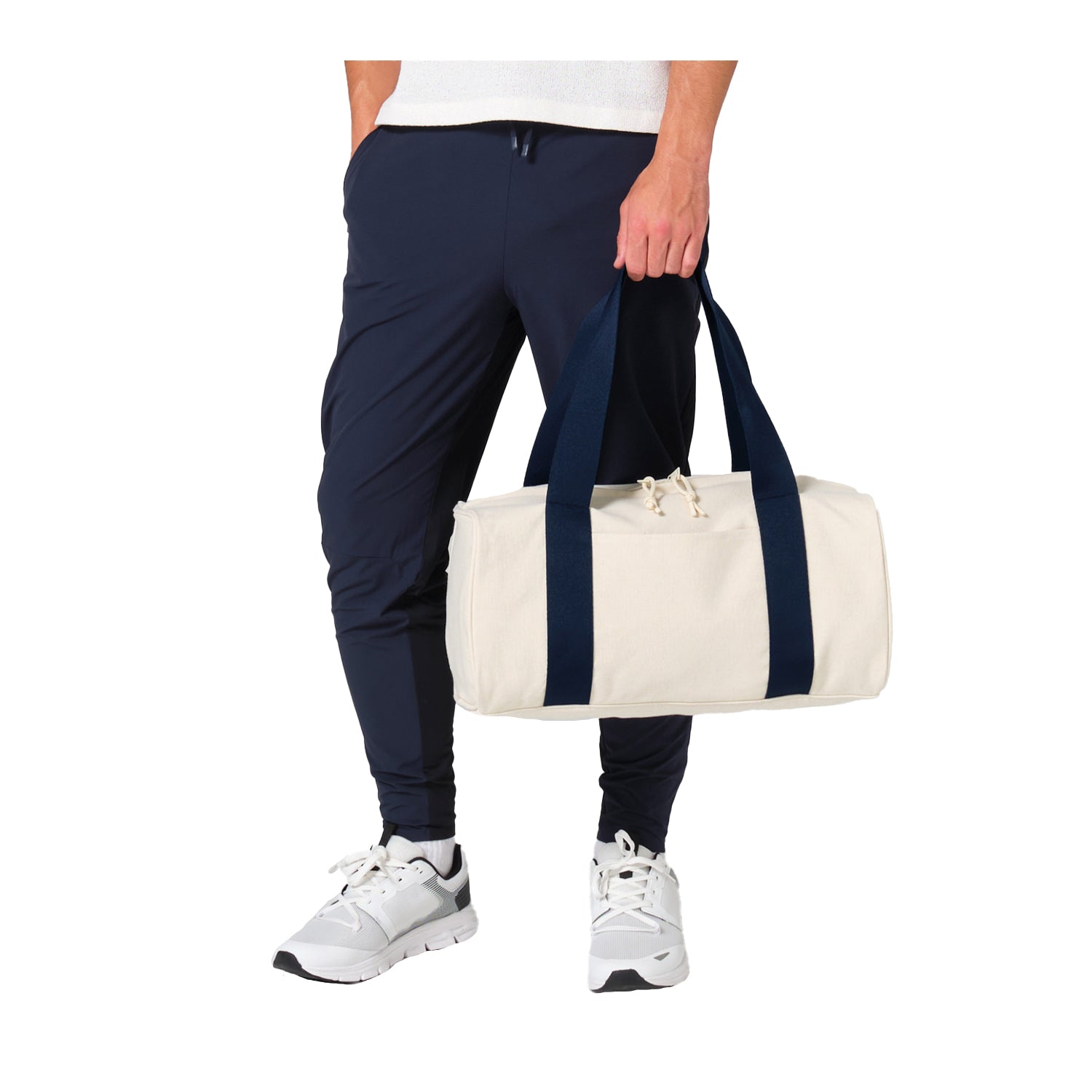 Natural-Navy - Back - Bagbase Canvas Duffle Bag