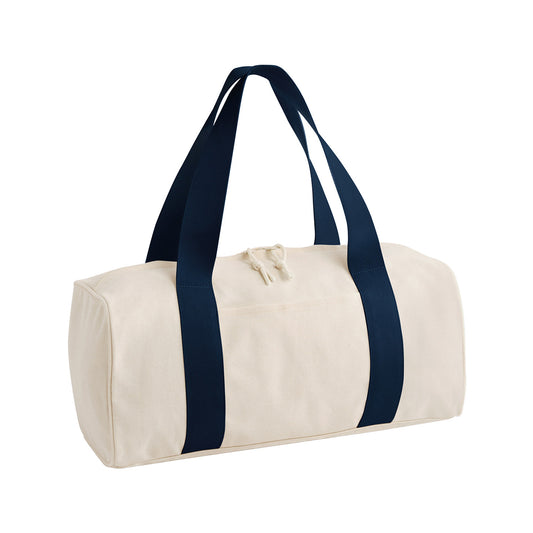 Natural-Navy - Front - Bagbase Canvas Duffle Bag