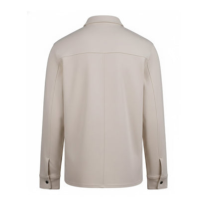 Natural - Back - Front Row Unisex Adult Premium Piqué Long-Sleeved Overshirt
