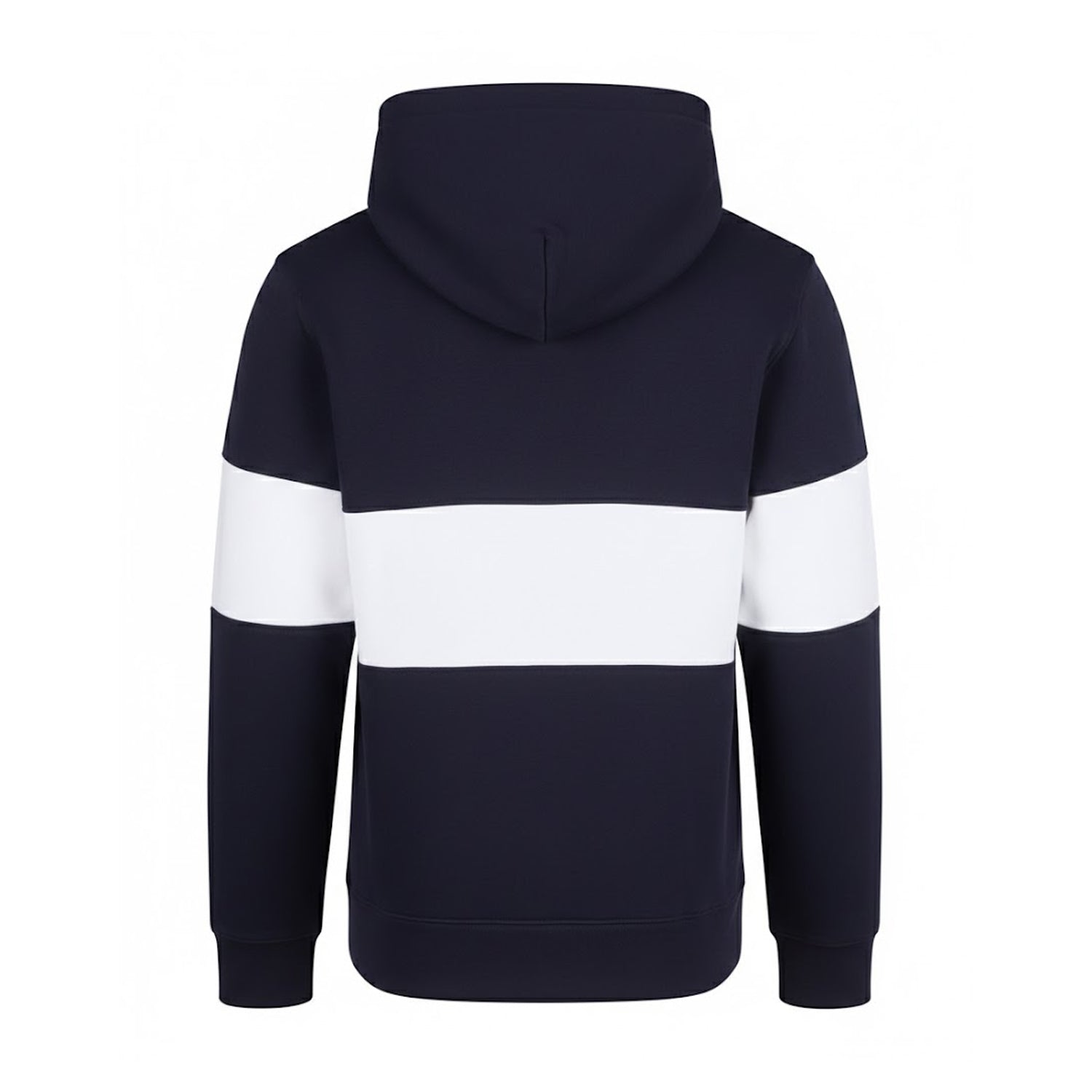 Navy-White - Back - Front Row Unisex Adult Heavyweight Panelled Hoodie