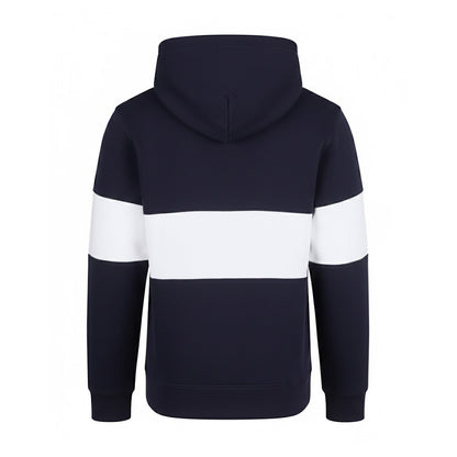 Navy-White - Back - Front Row Unisex Adult Heavyweight Panelled Hoodie